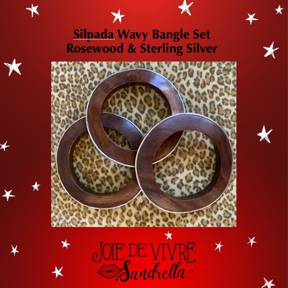 Silpada Wavy Bangle Bracelet Set - Brown & Silver - Picture 2 of 11